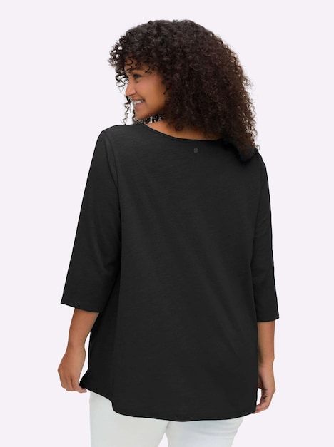 3/4-Arm-Shirt 3/4-Arm-Shirt mit Cut-out vorn 3/4-Arm Uni Ohne Kragen