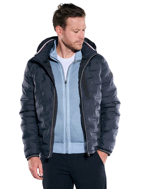 Herren Steppjacke mit abnehmbarer Kapuze , Saphirblau