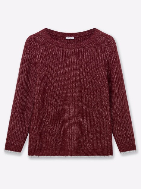 Pullover Langarm Grobstrick, Metallisierende Fasern Uni