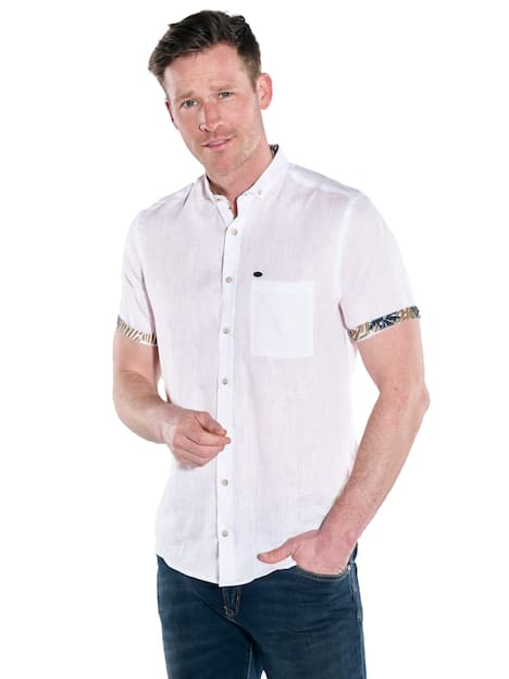 engbers Herren Kurzarm-Hemd aus Leinen , Naturweiss