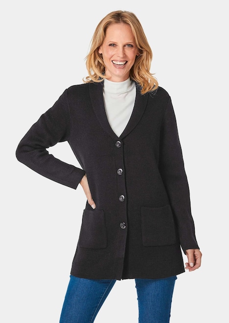 Kuschelweiche Strickjacke in kaschierender Länge