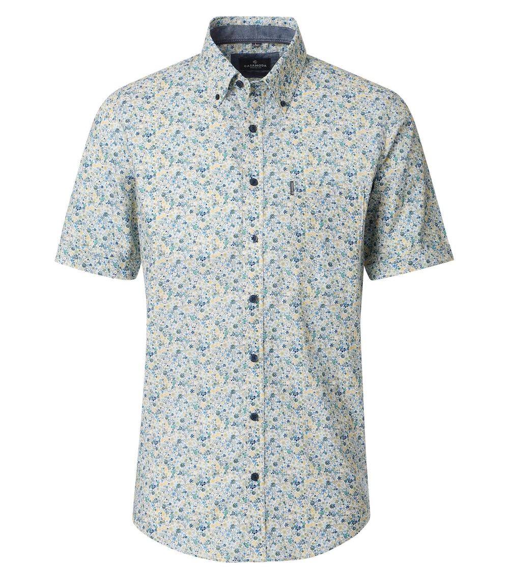 Leinenhemd Kurzarm Print Comfort Fit