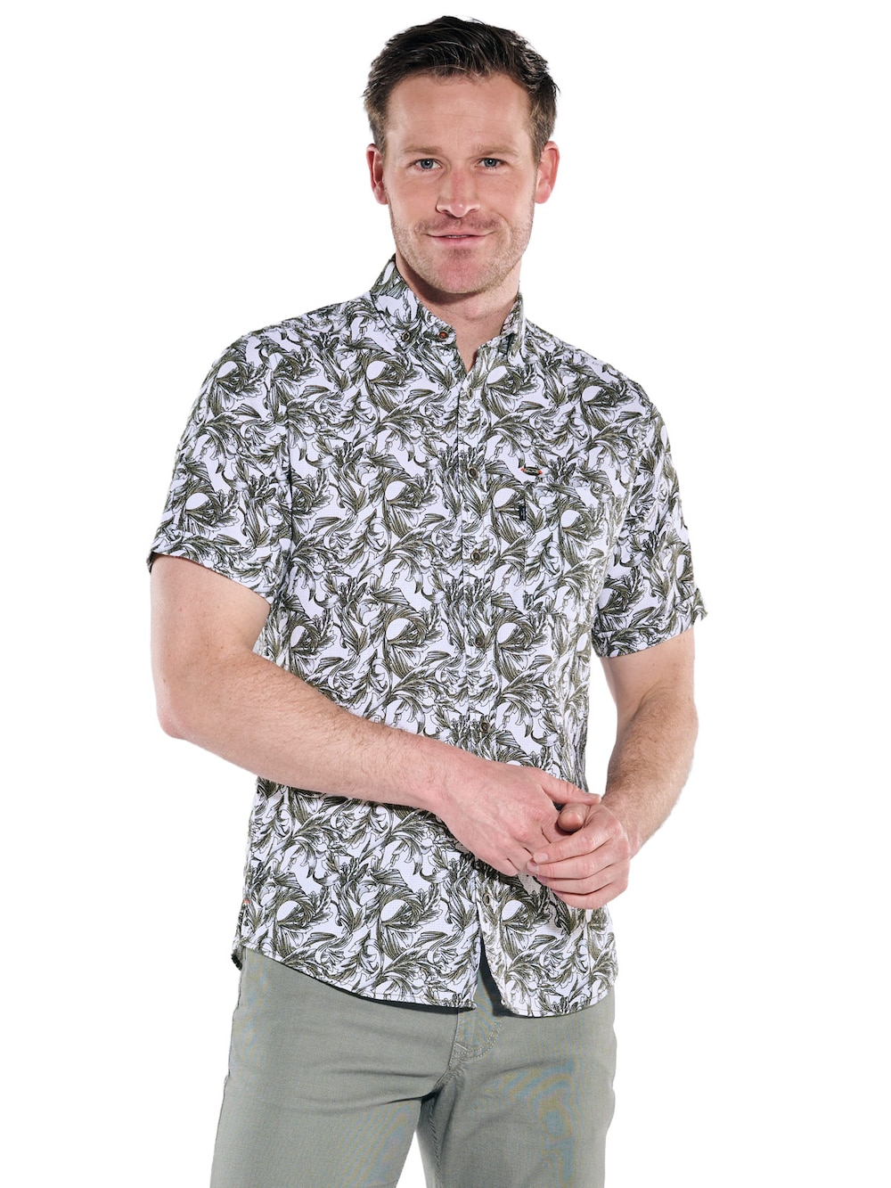 engbers Herren Hemd kurzarm , Oliv