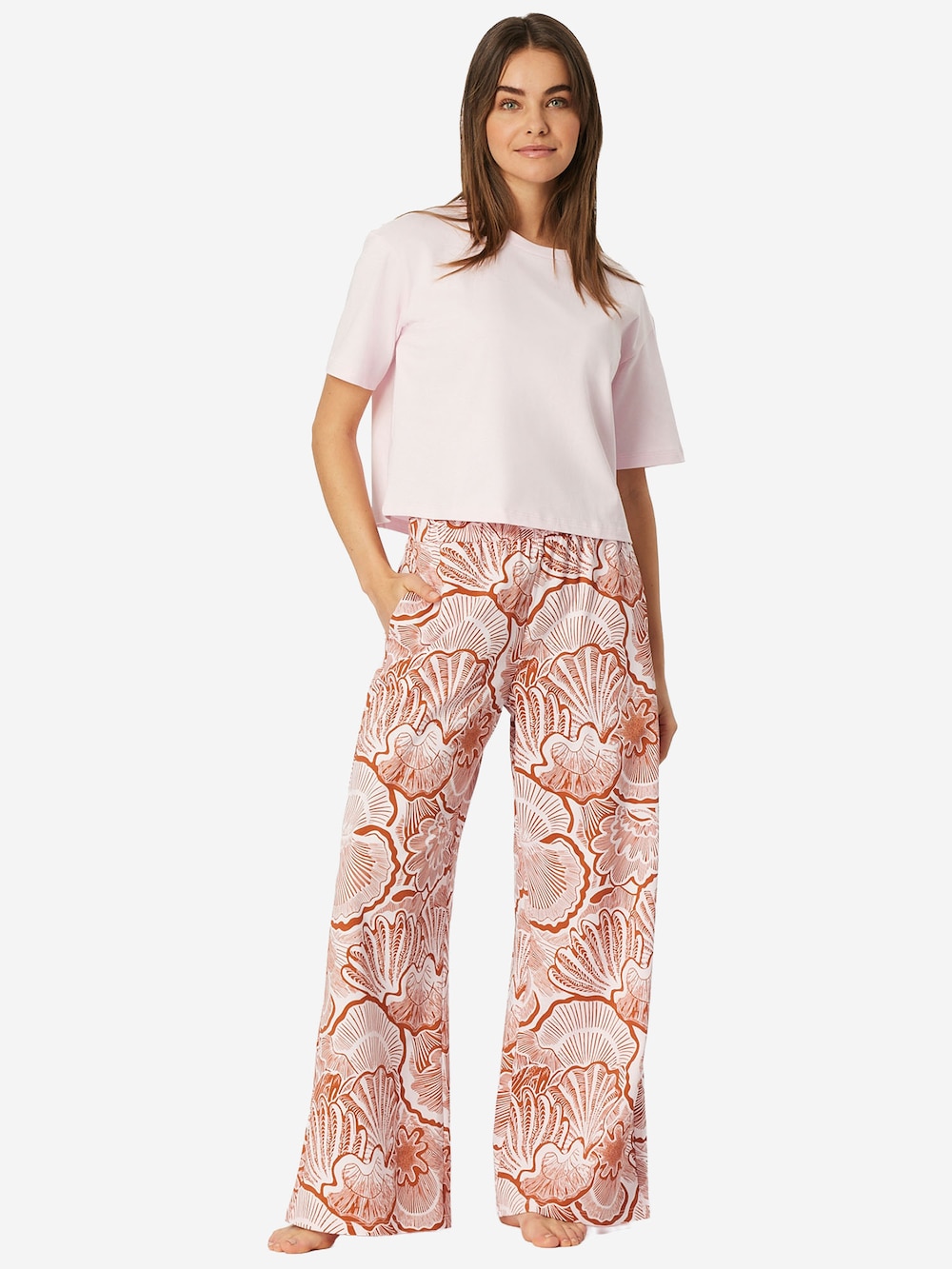 Schiesser Damen Pyjamahose Mix Relax orange,rosa