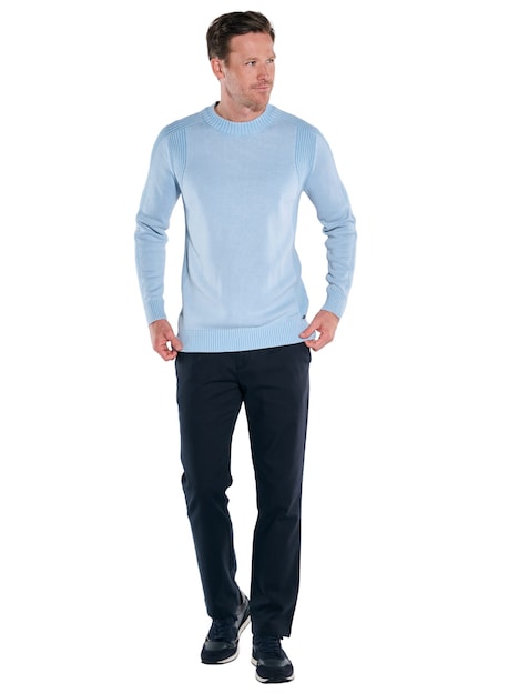 Herren Strickpullover aus edler Baumwolle , Hellblau