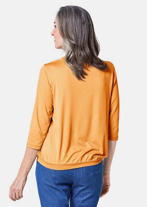 Chiffon-Shirt mit 3/4-Arm, Rundhals