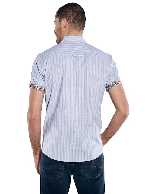 Herren Kurzarm-Hemd strukturiert , Marineblau