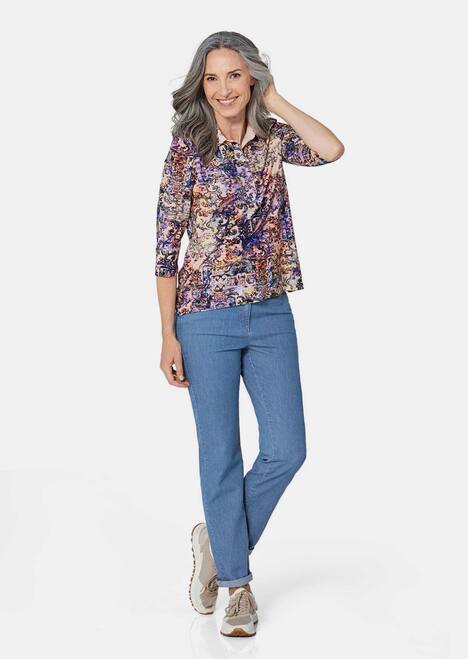 Gemustertes Poloshirt mit 3/4-Arm