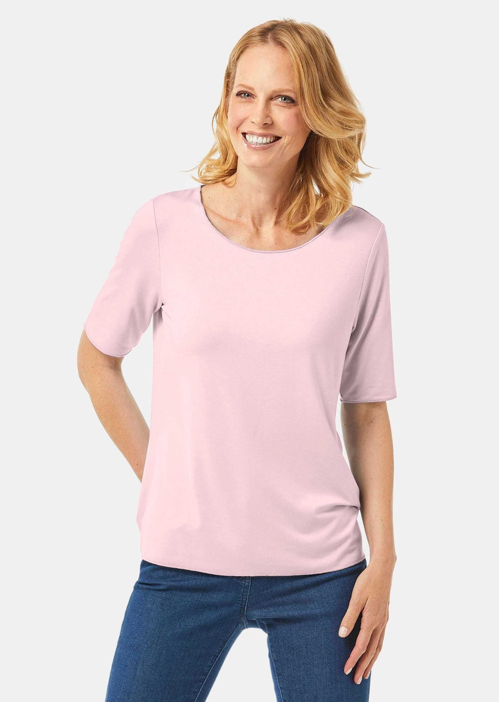 Kombistarkes Halbarmshirt mit tonaler Zierkante