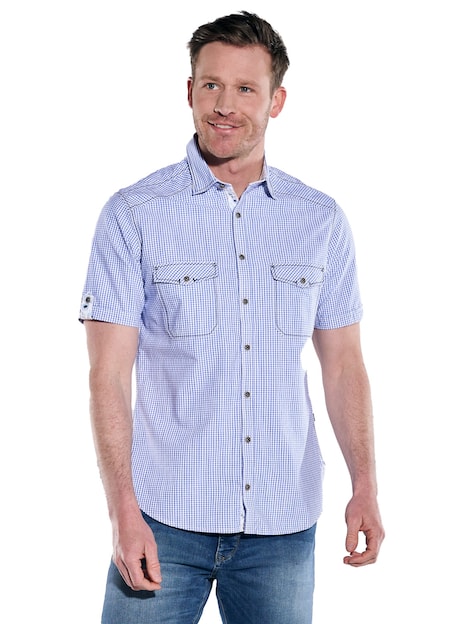 Herren Kurzarm-Hemd kariert , Royalblau