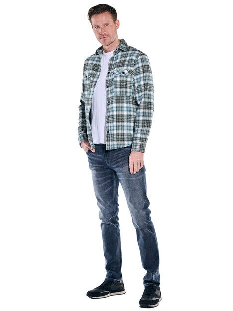 Herren Overshirt kariert , Khaki