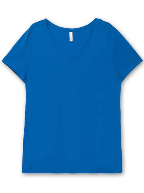 T-Shirt Kurzarm Uni Ohne Kragen