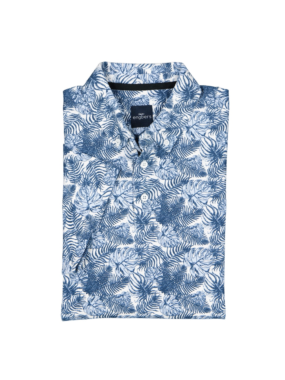Herren Gemustertes Poloshirt mit Knopfleiste , Mittelblau