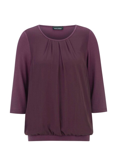 Chiffon-Shirt mit 3/4-Arm, Rundhals