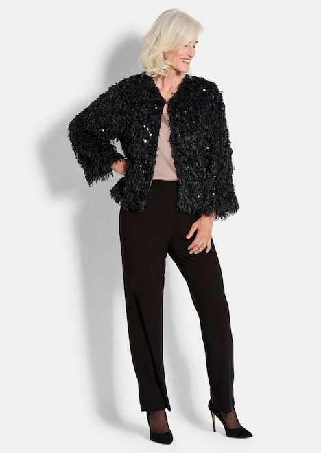 Jacke in Feder-Optik mit Pailletten