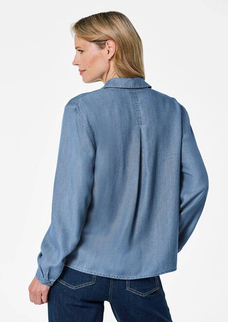 Denimbluse mit offenem Hemdkragen