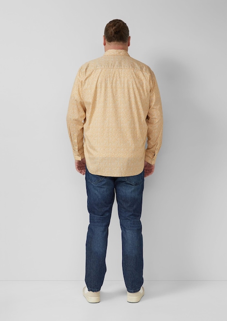 Hemd aus Baumwollstretch mit All-over-Print