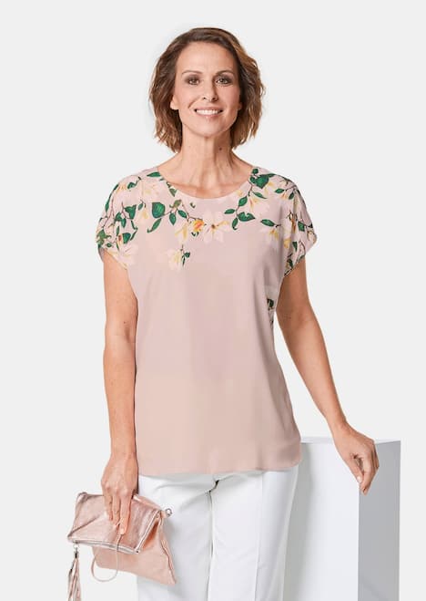 GOLDNER Schlupfbluse Luchtige blouse van chiffon met een bloemenprint