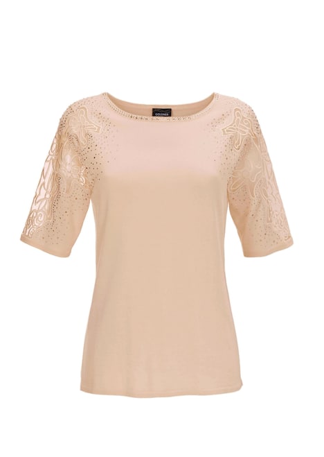 Pullover mit Spitze, Glanzsteinen