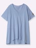 Halbarmshirt Longshirt mit gerundetem Saum Kurzarm