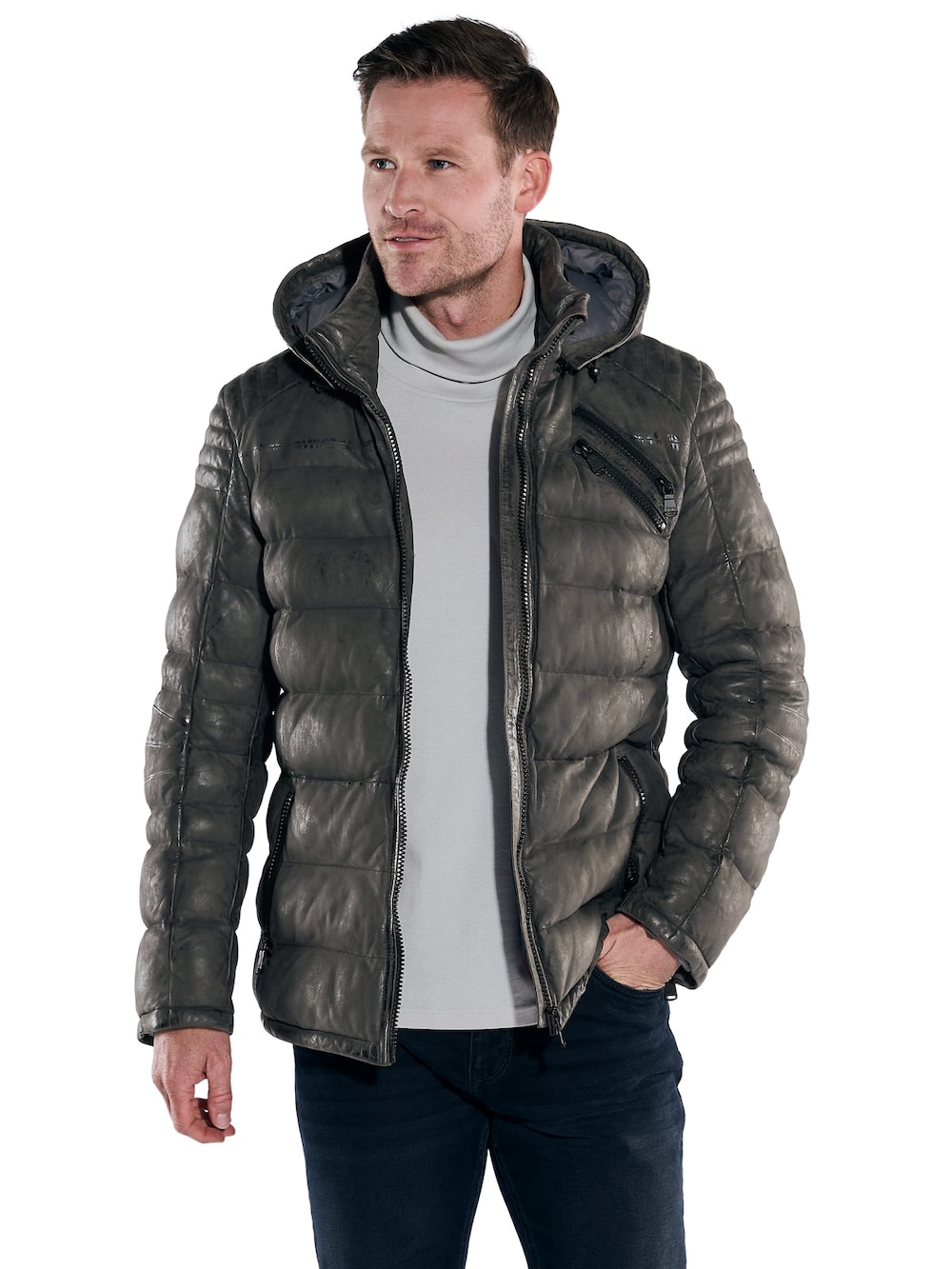 engbers Herren Lederjacke , Schwarzbraun