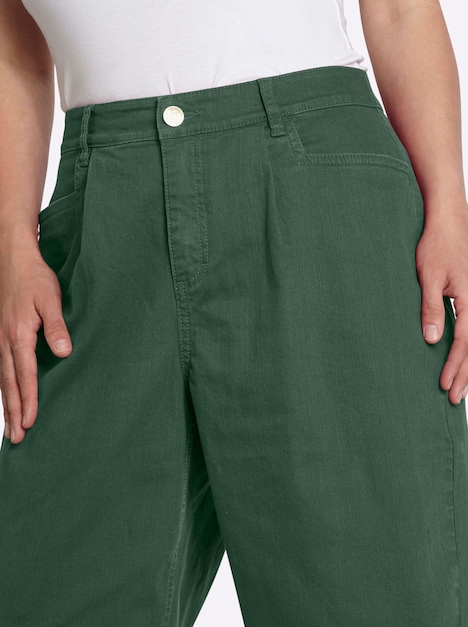 Twill-Hose Bundfaltenhose aus Twill, mit Barrel-Leg normal Elastische Einsätze