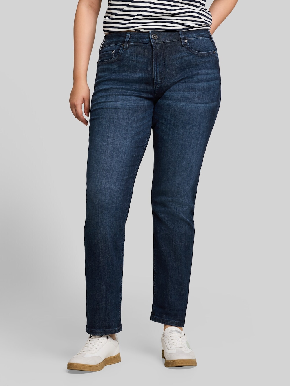 TTPLUS SLIM Jeans mit Leo-Print im Umschlag