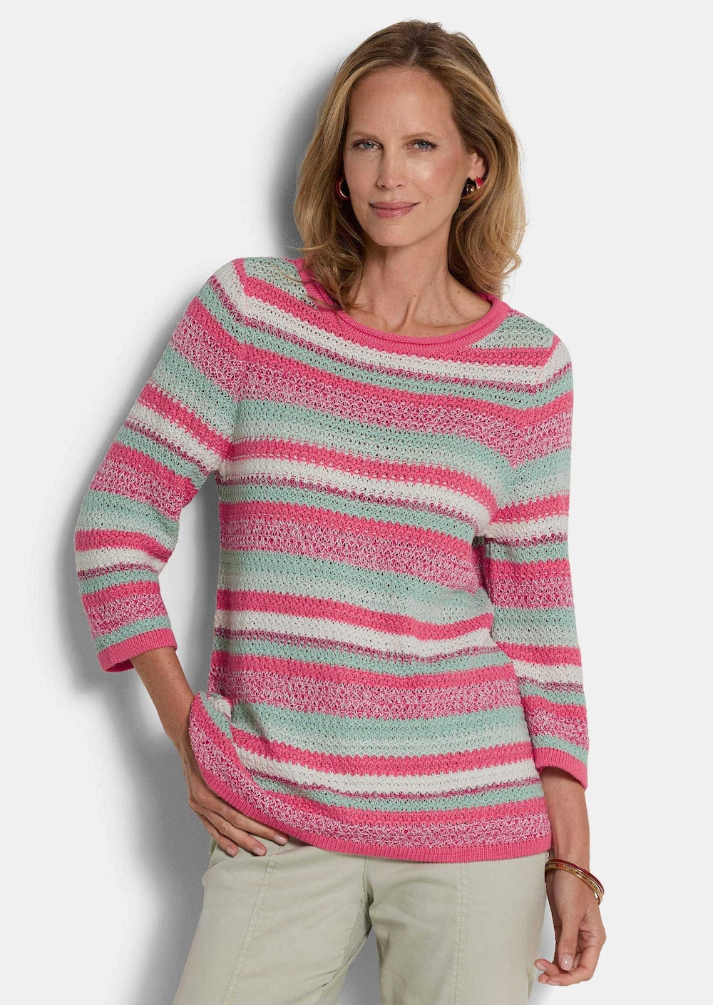 Baumwollpullover mit Ringel-Muster