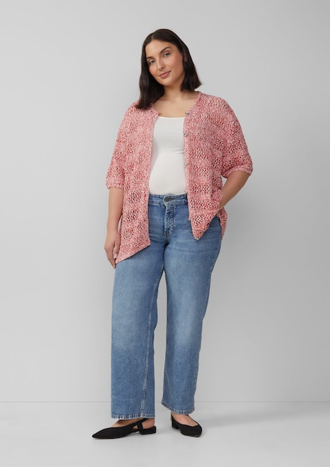Ajour-Strickjacke mit Glitzereffekt