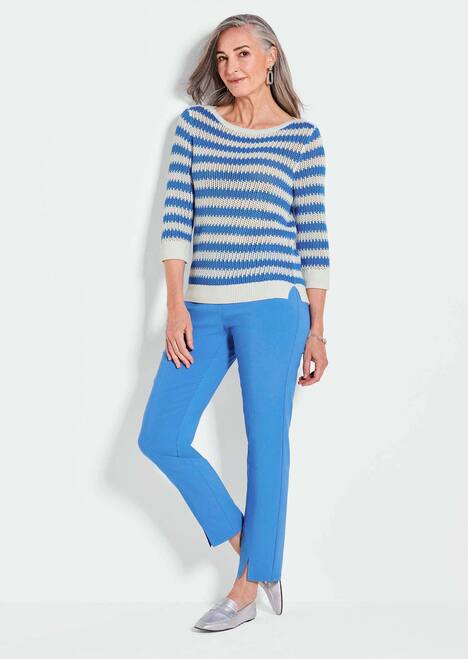 Halbarm Streifenstrick-Pullover