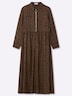 Kleid A-Linien-Kleid mit Leoprint Langarm Blusenkragen