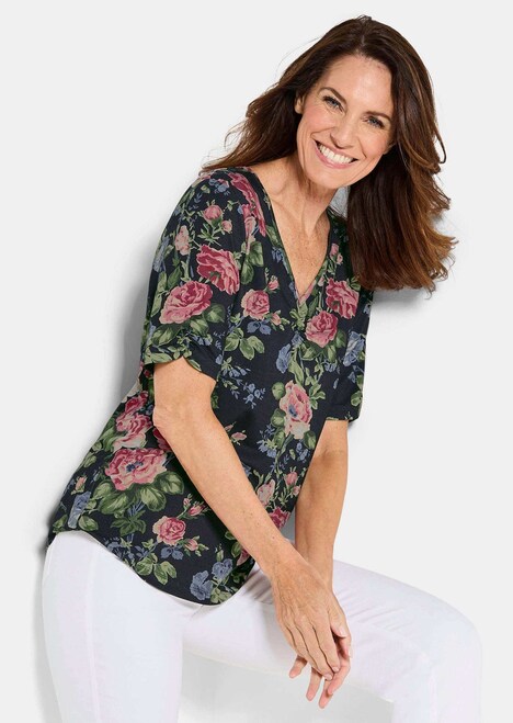 Elegante bedrukte blouse met bloemenmotief