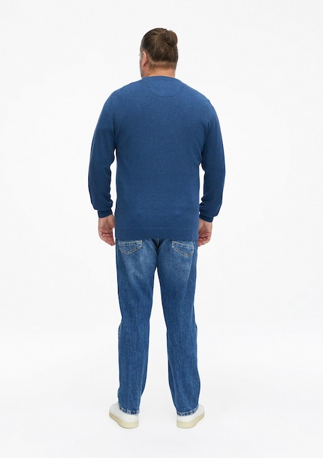 Baumwollpullover mit Logo-Stickerei