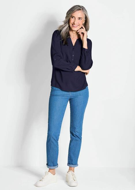 Elegante Viskosebluse mit V-Ausschnitt