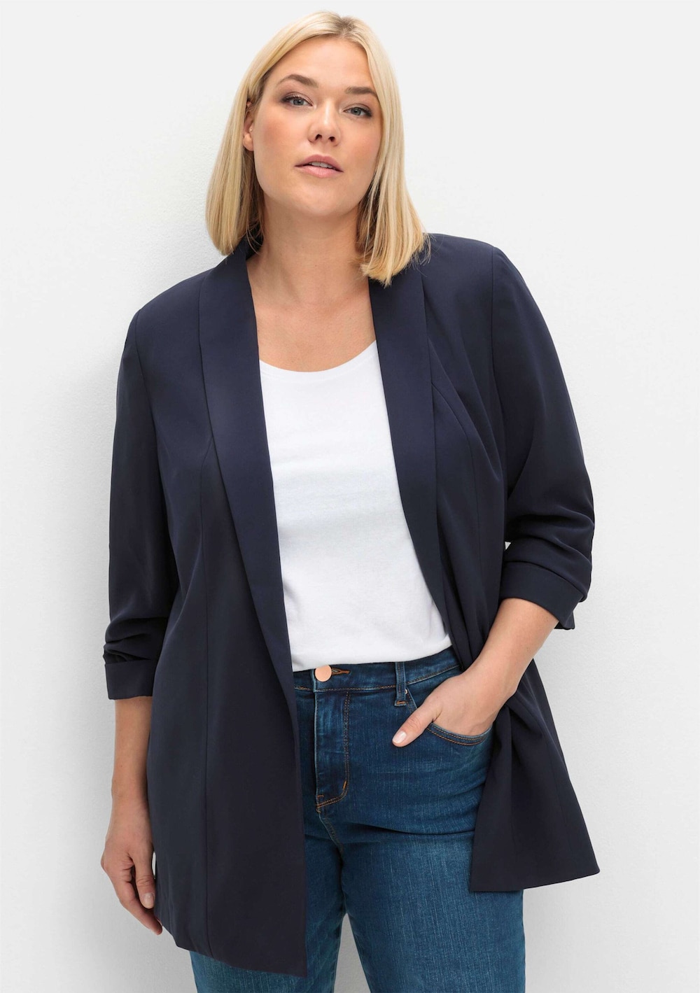 Longblazer Langarm Uni Schalkragen