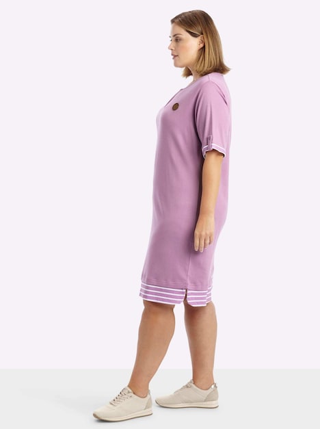 Jersey-Kleid Kurzarm Ohne Kragen