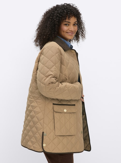Steppjacke Steppjacke mit Cord-Akzenten Langarm Umlegekragen
