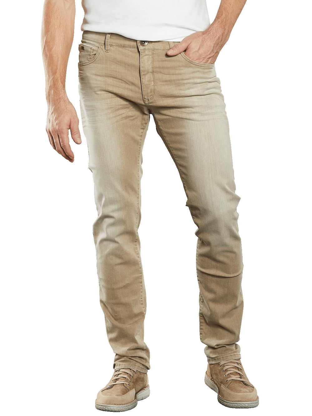 Herren Super-Stretch-Jeans regular , Braunbeige