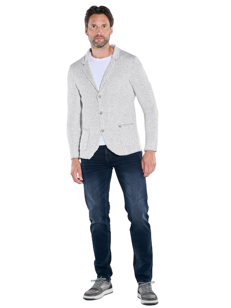 engbers Herren Strick-Sakko strukturiert , Naturweiss