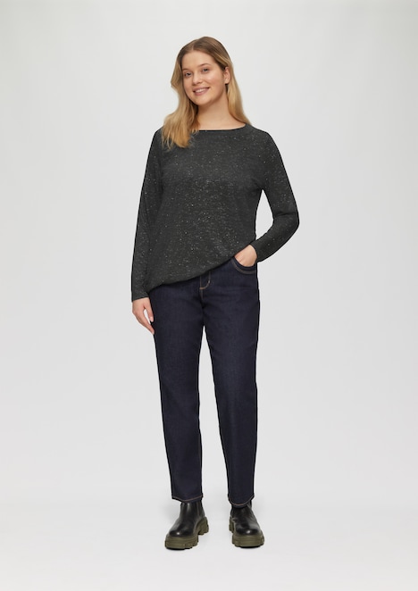 Langarm-Shirt mit Metallic-Garn-Effekt