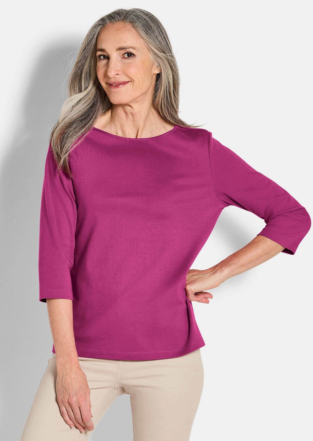 Basic Shirt mit U-Boot-Ausschnitt