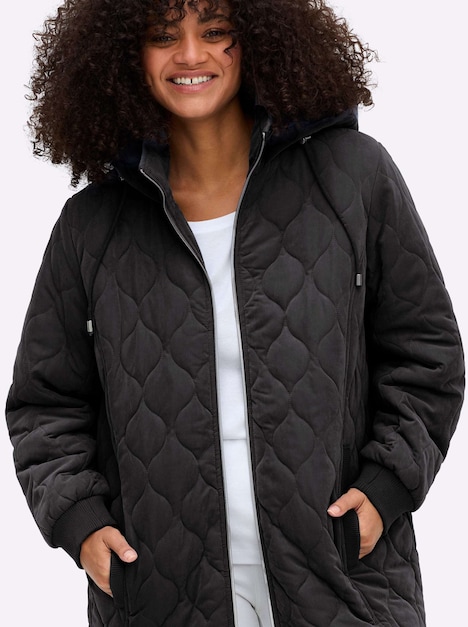 Steppjacke Blousonjacke mit Wellensteppung, warm wattiert Langarm Stehkragen