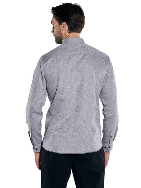 engbers Herren Langarm-Hemd gemustert , Silbergrau