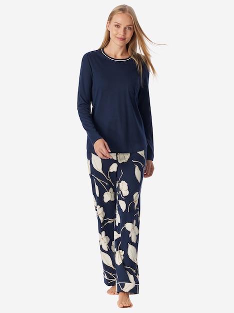 Schiesser Damen Schlafanzug Comfort Nightwear deepseablue