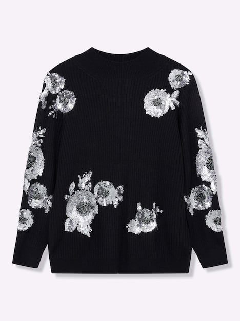 Pullover Langarm Rippoptik Stehkragen