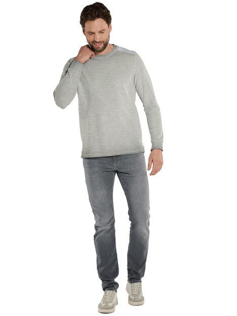 Herren Langarm-Shirt strukturiert , Silbergrau