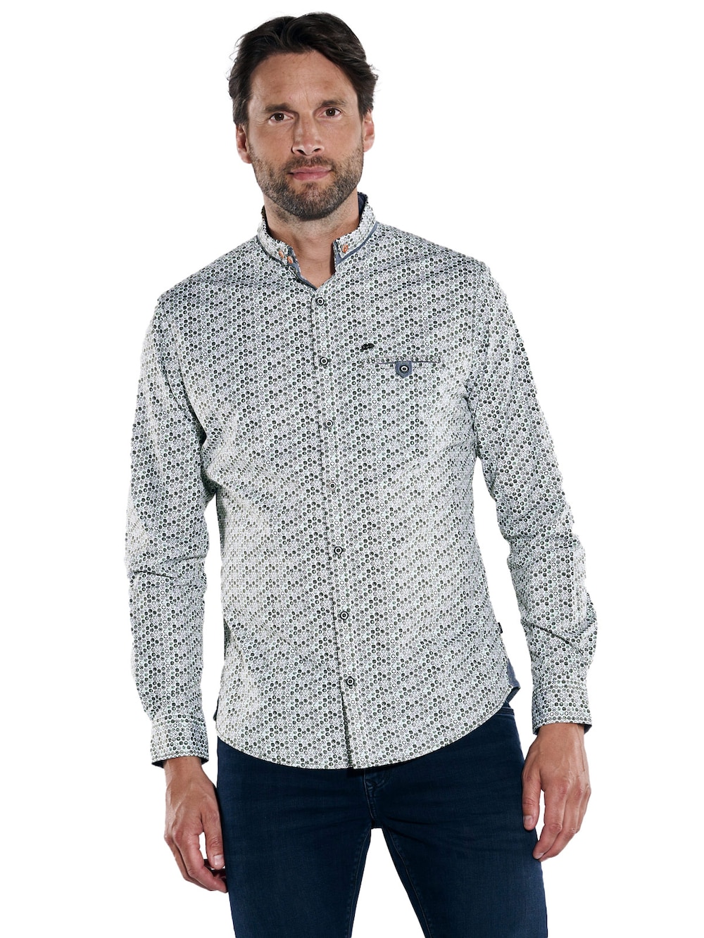 engbers Herren Langarm-Hemd gemustert , Gruen