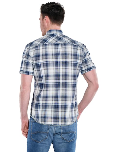 engbers Herren Kurzarm-Hemd kariert , Indigoblau