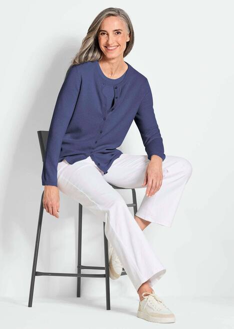 Kaschmirstrickjacke mit Rundhals