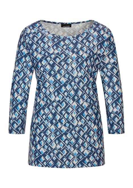 Halbarm Viskoseshirt im Allover-Design
